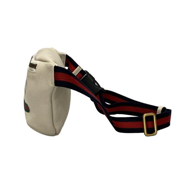 Auth GUCCI Print Small Belt Bag 527792 White Leather Bum Bag - Picture 6 of 16